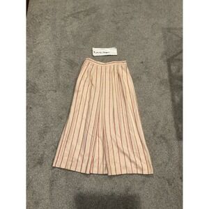 Vintage '80s '90 Carlisle silk & wool midi skirt | Candy Cane Cream Women Size 8